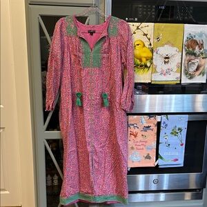 J. Crew vintage Pink and Green Patterned Maxi Dress